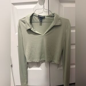 Essentials Light Green Ribbed Crop Top